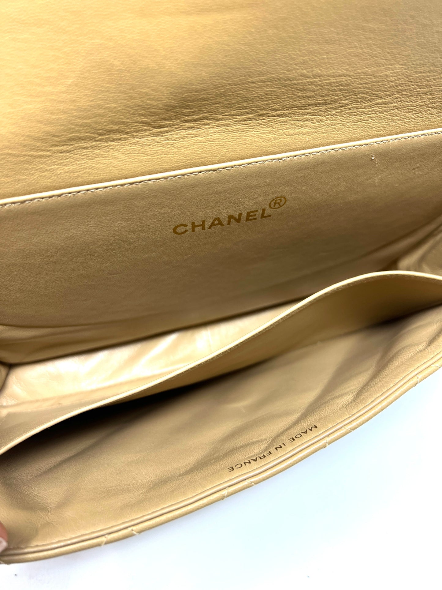 Both Sides Flap Handbag Beige