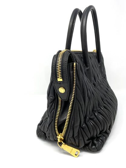 Miu Miu Matelassé Nappa Tote Black