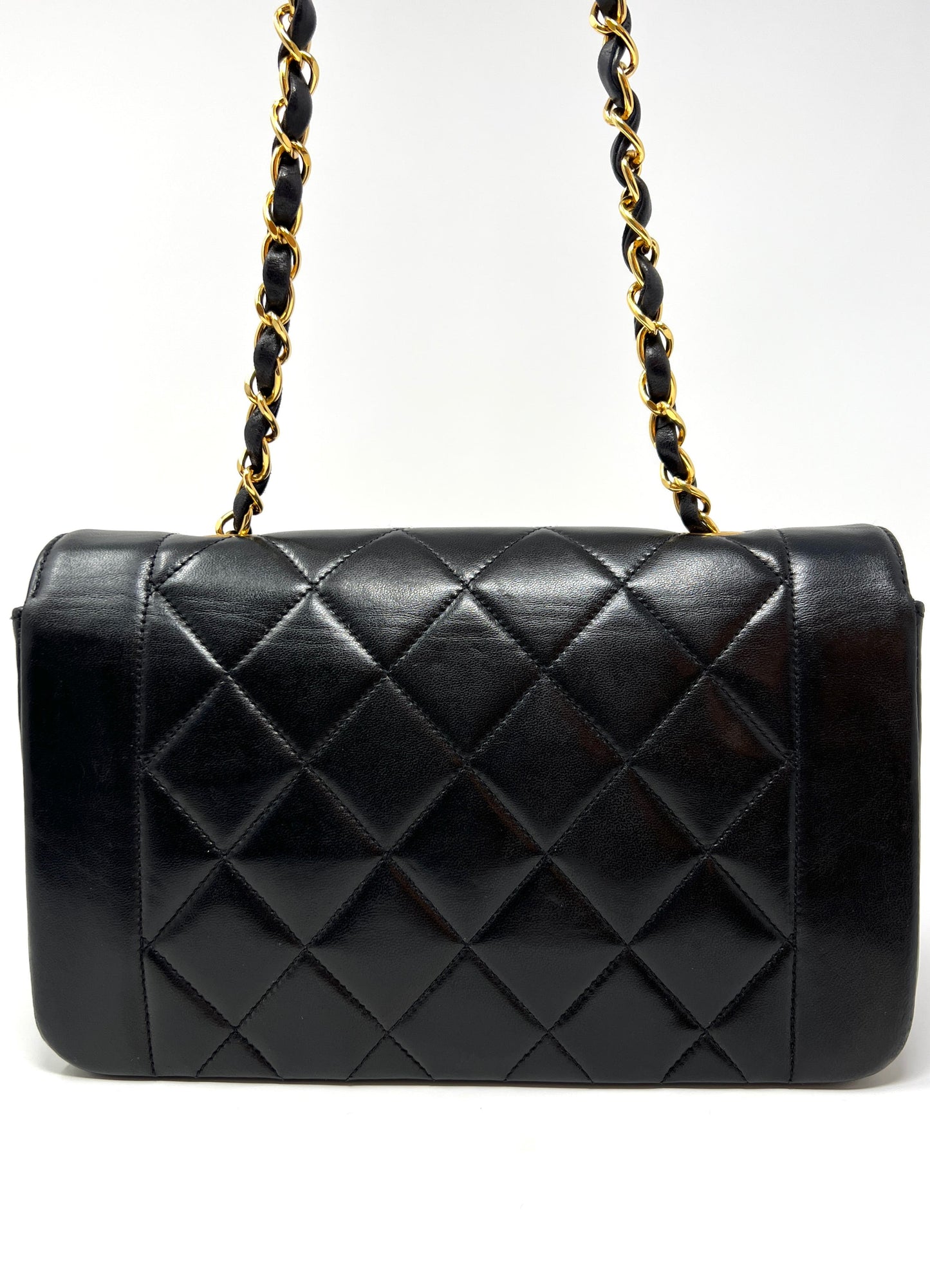 Vintage Quilted Lambskin Small Diana Flap with Gold Hardware