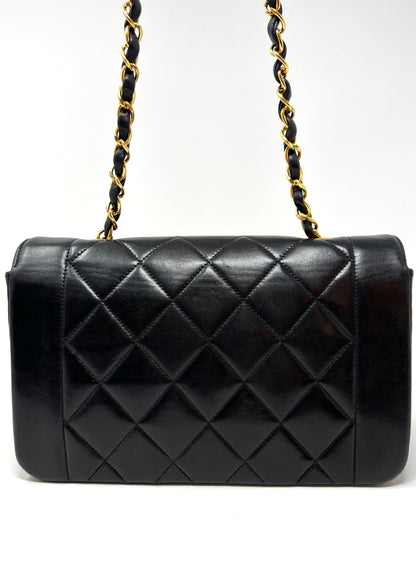 Vintage Quilted Lambskin Small Diana Flap with Gold Hardware
