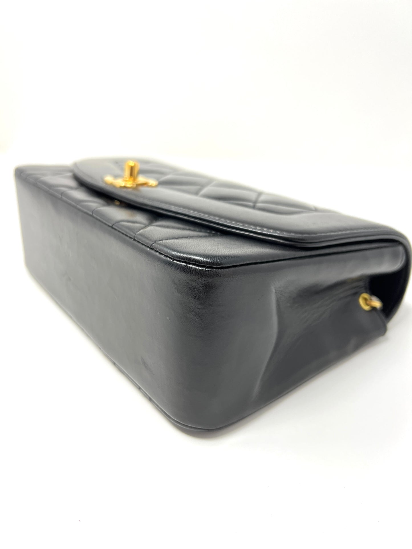 Vintage Quilted Lambskin Small Diana Flap with Gold Hardware