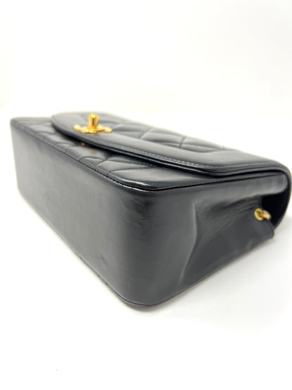 Vintage Quilted Lambskin Small Diana Flap with Gold Hardware