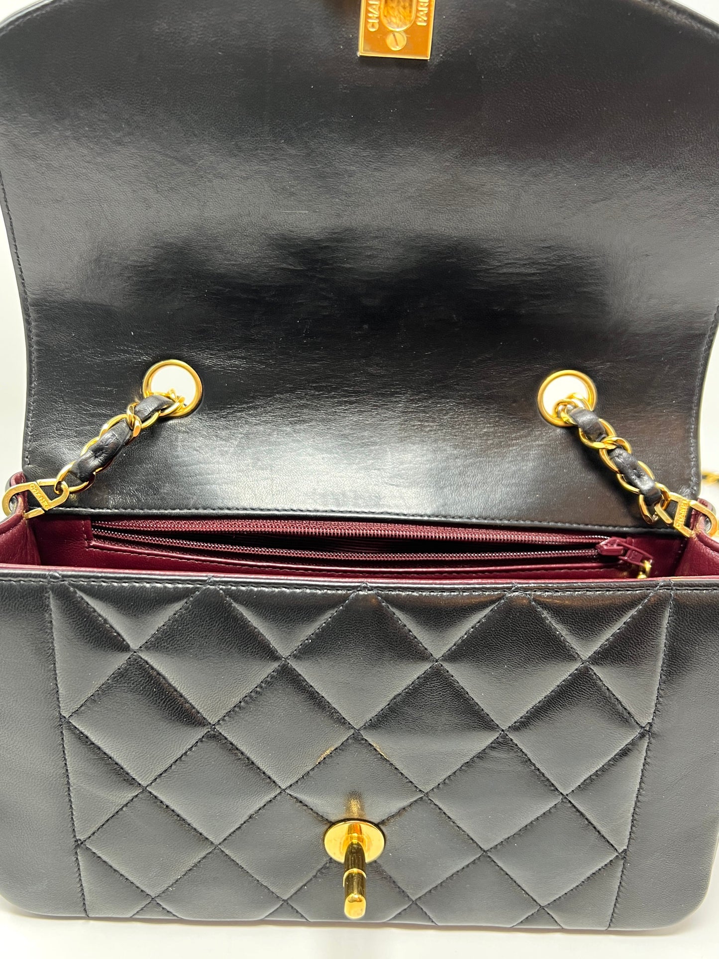 Vintage Quilted Lambskin Small Diana Flap with Gold Hardware