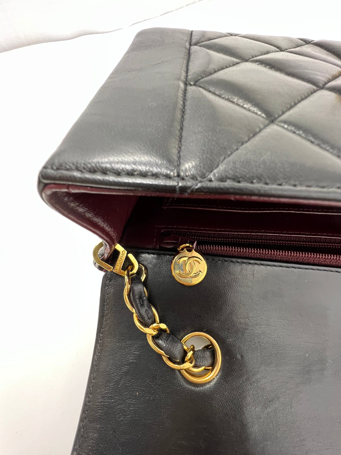 Vintage Quilted Lambskin Small Diana Flap with Gold Hardware