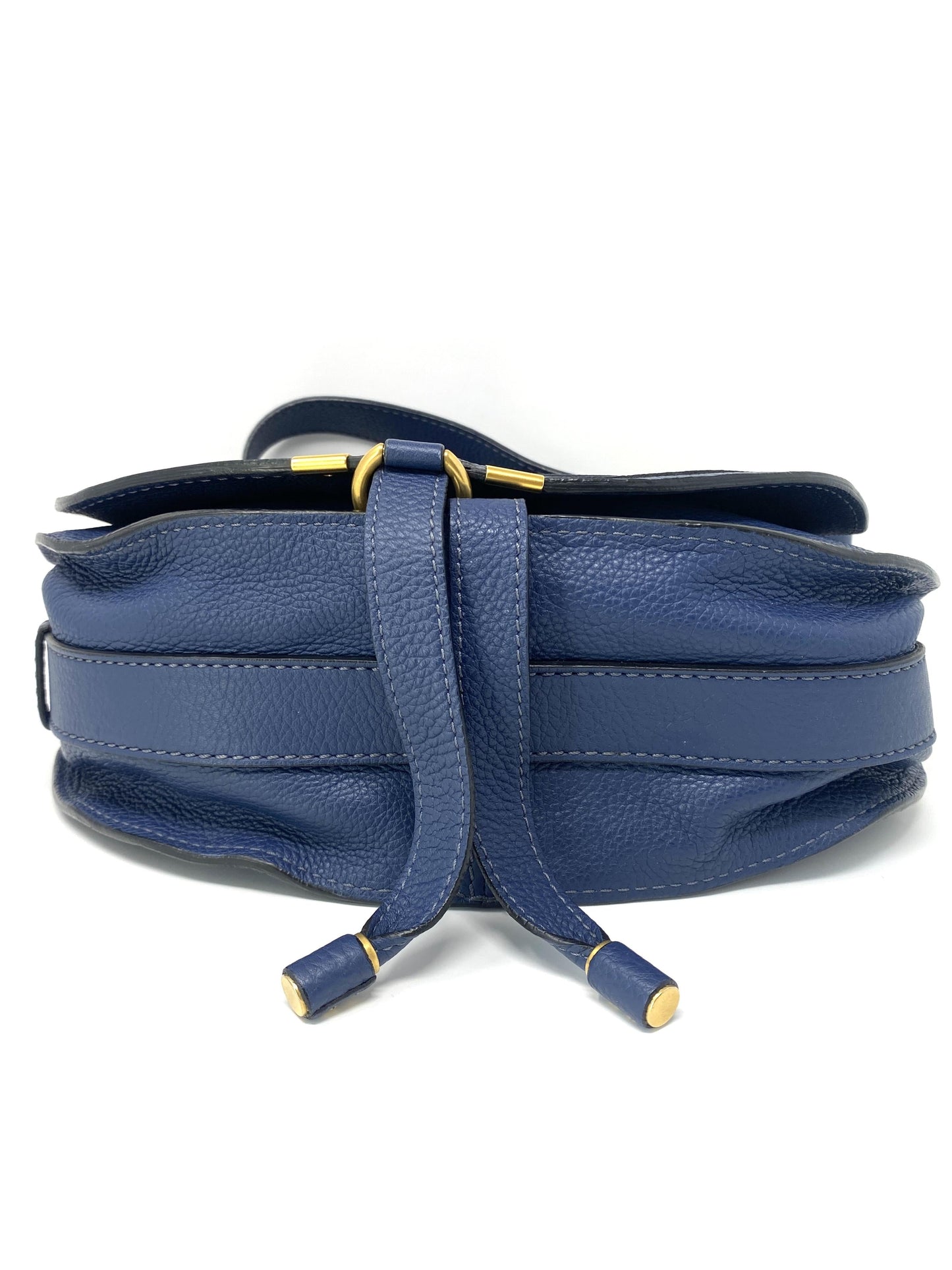 MARCIE Medium Leather Shoulder Bag in Royal Navy