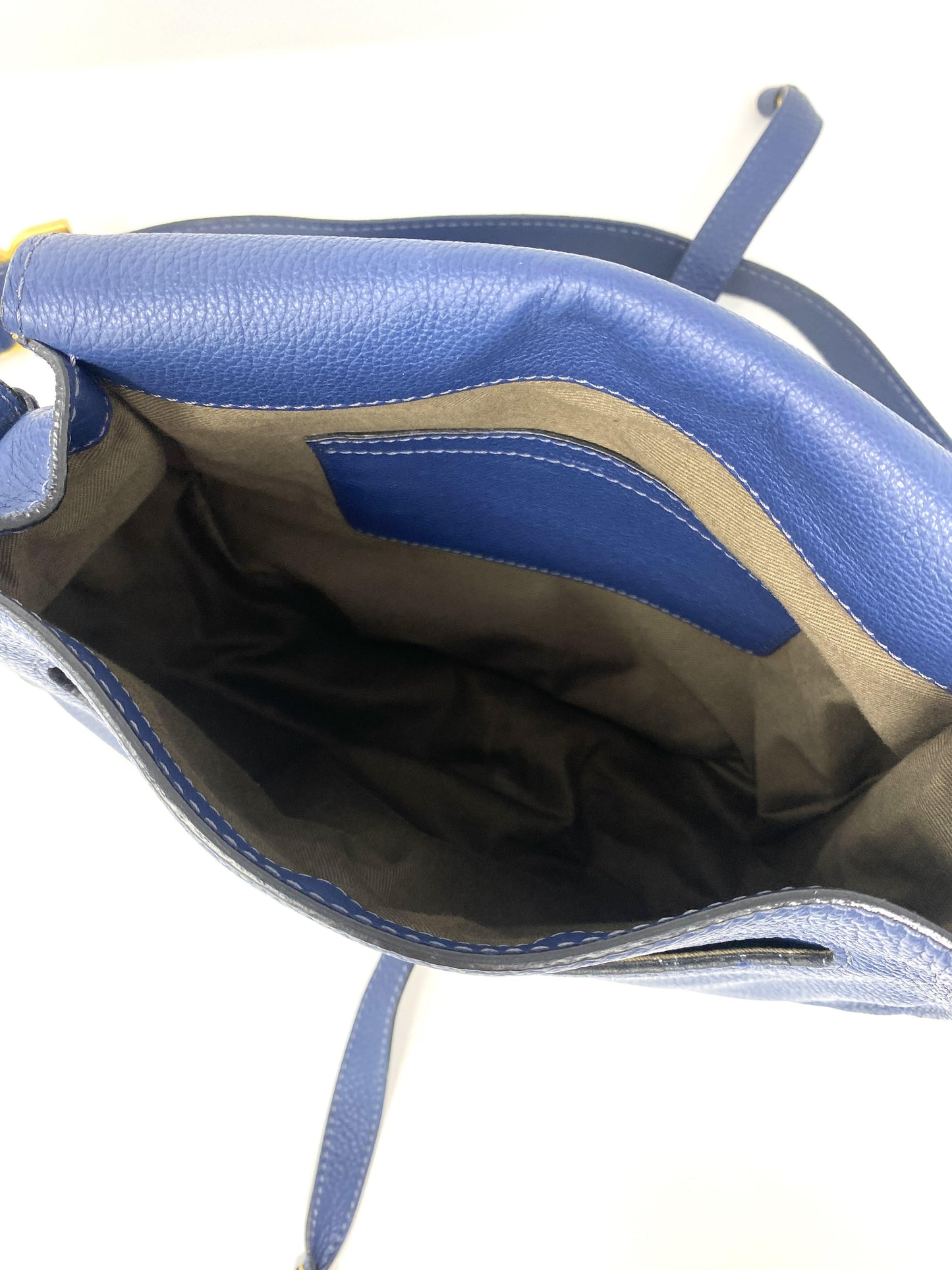 MARCIE Medium Leather Shoulder Bag in Royal Navy