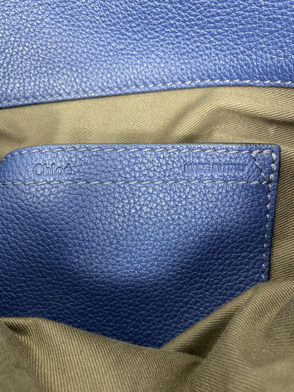 MARCIE Medium Leather Shoulder Bag in Royal Navy