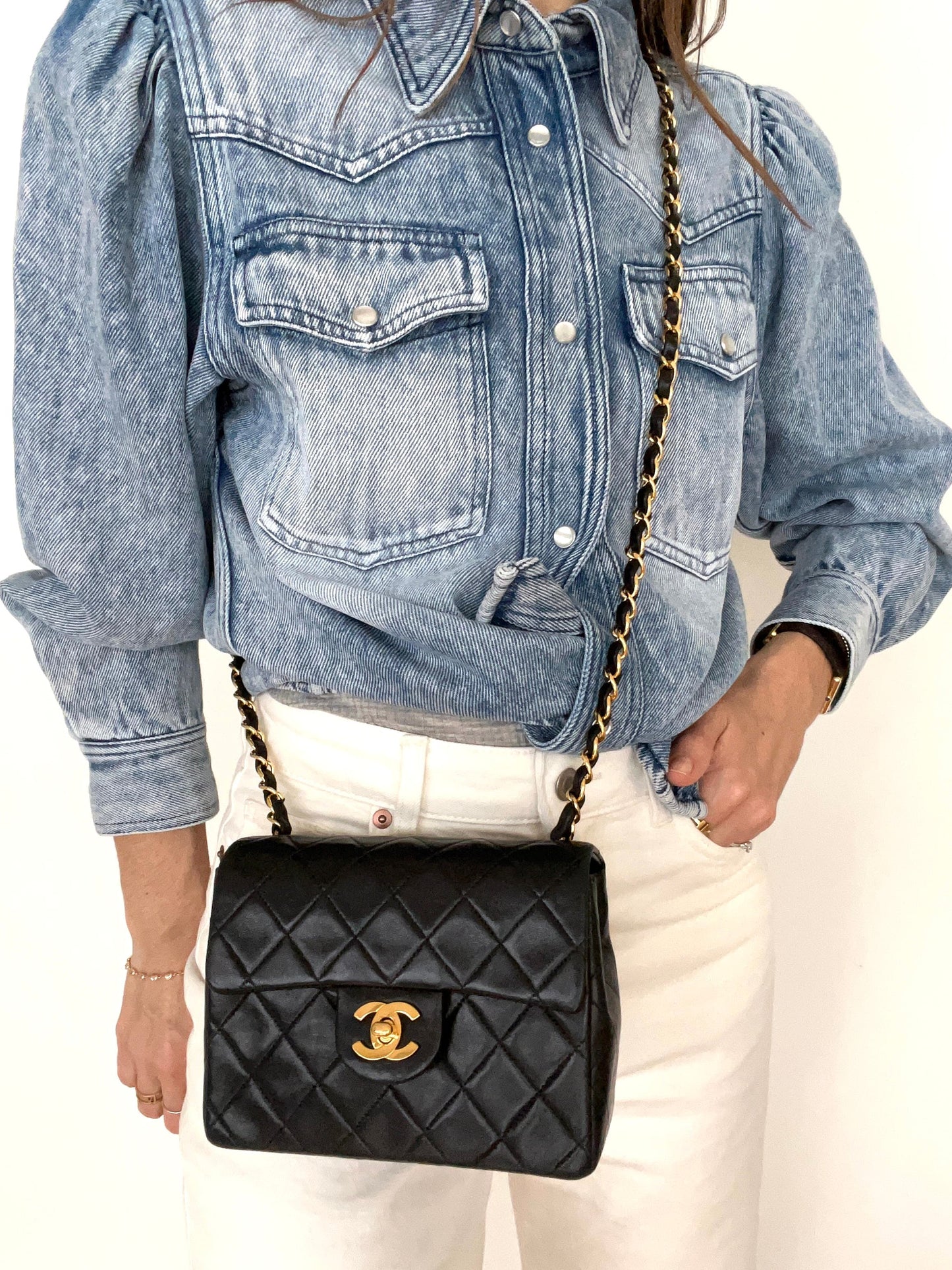 Mini Flap in Black Lambskin