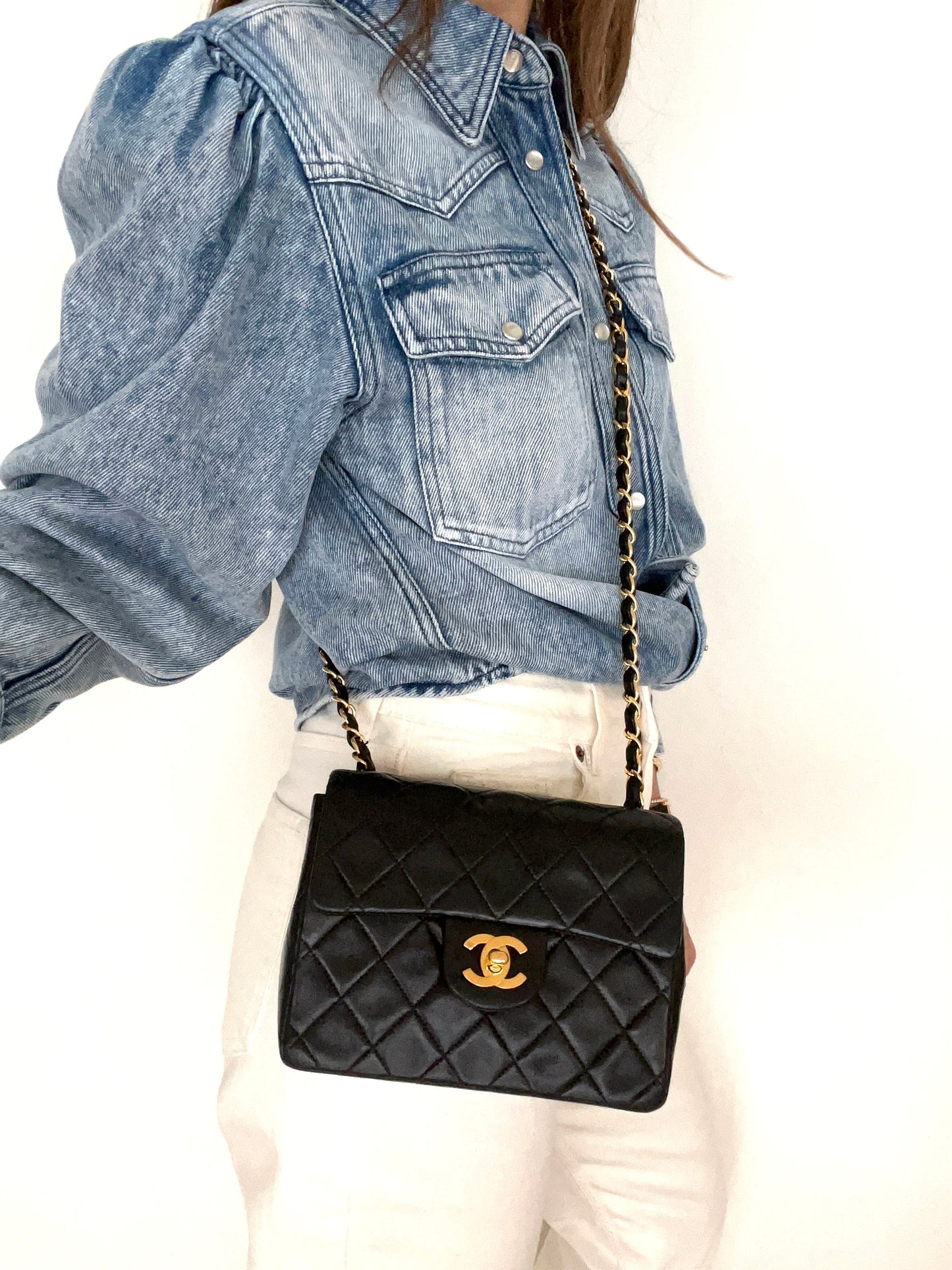 Mini Flap in Black Lambskin