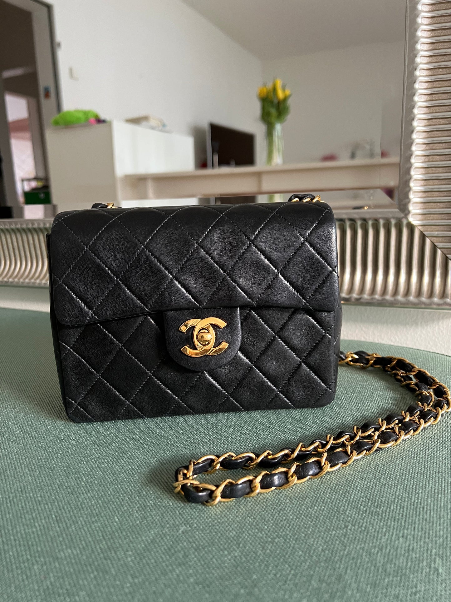 Mini Flap in Black Lambskin