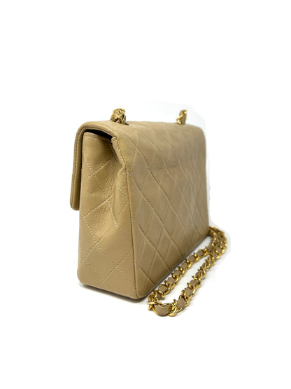 Vintage Mini Flap in Beige Lambskin 1989-1991