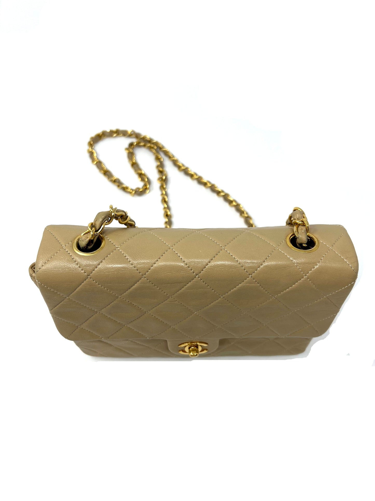 Vintage Mini Flap in Beige Lambskin 1989-1991