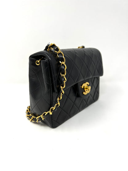 Mini Flap in Black Lambskin