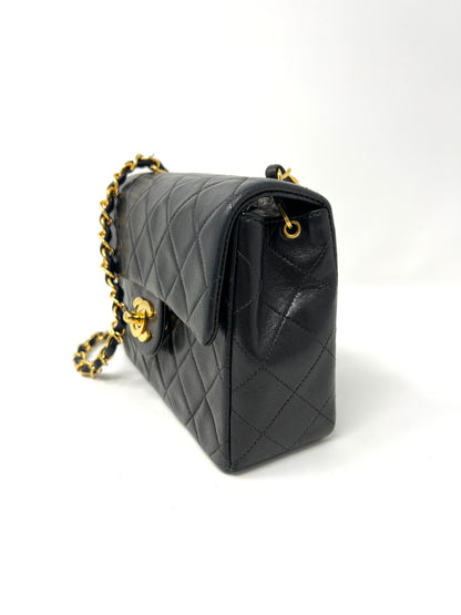 Mini Flap in Black Lambskin