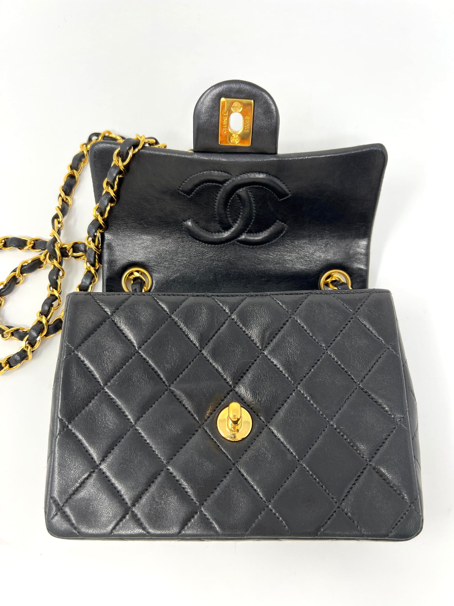 Mini Flap in Black Lambskin