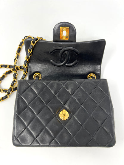 Mini Flap in Black Lambskin