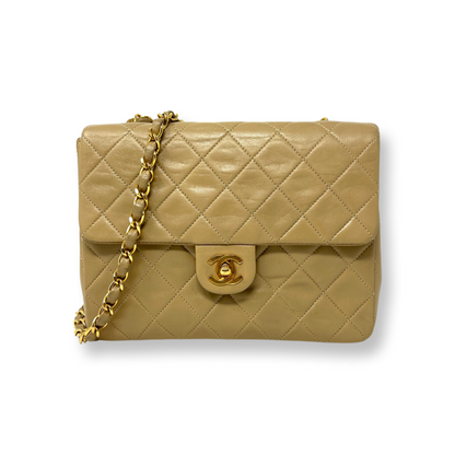 Vintage Mini Flap in Beige Lambskin 1989-1991