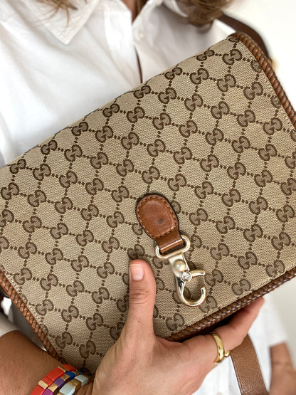 GUCCI MARRAKECH MESSENGER GG CANVAS MEDIUM IN BEIGE/BROWN