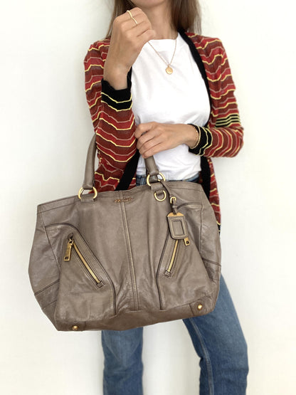VITELLO SHINE GLAZED TOTE BAG IN CRETA