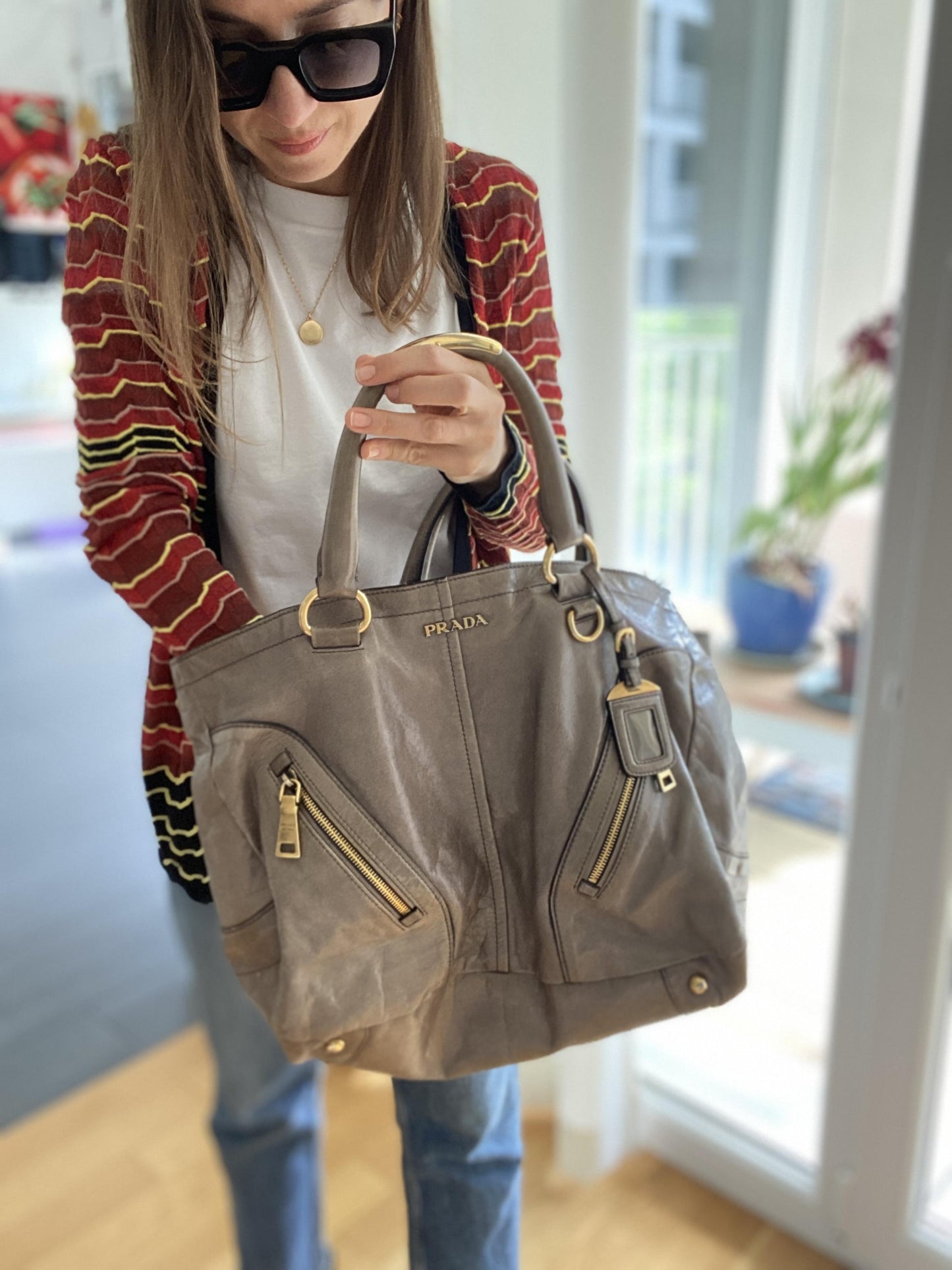 VITELLO SHINE GLAZED TOTE BAG IN CRETA