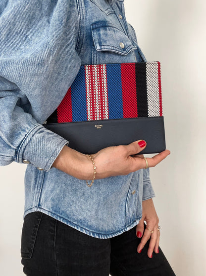 SOLO CLUTCH POUCH IN STRIPED CANVAS