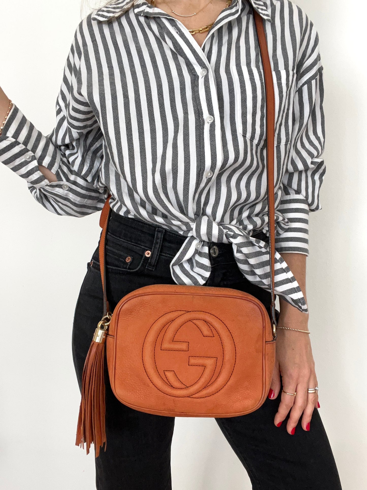 SUEDE DISCO SOHO BAG IN RUST