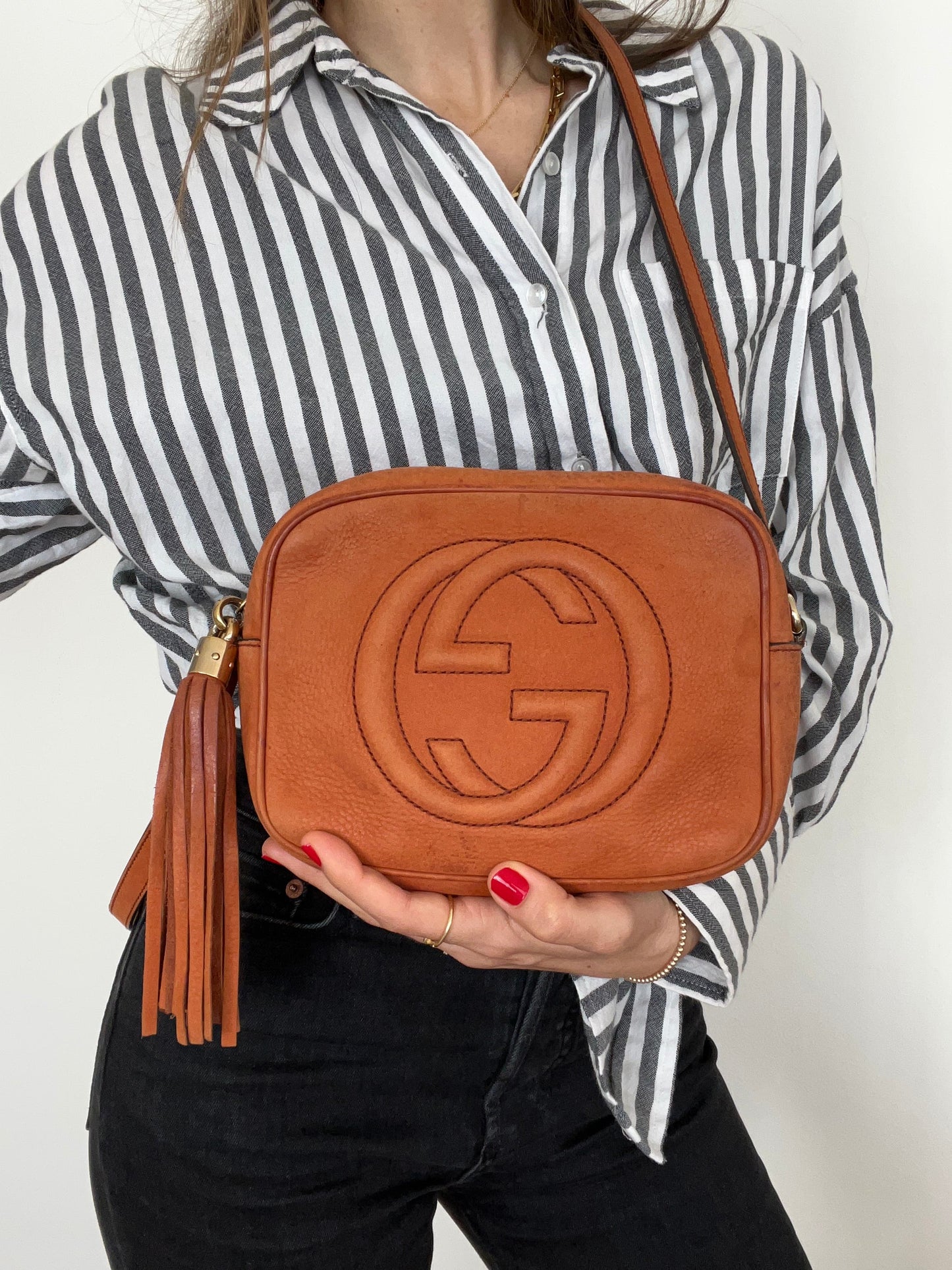 SUEDE DISCO SOHO BAG IN RUST