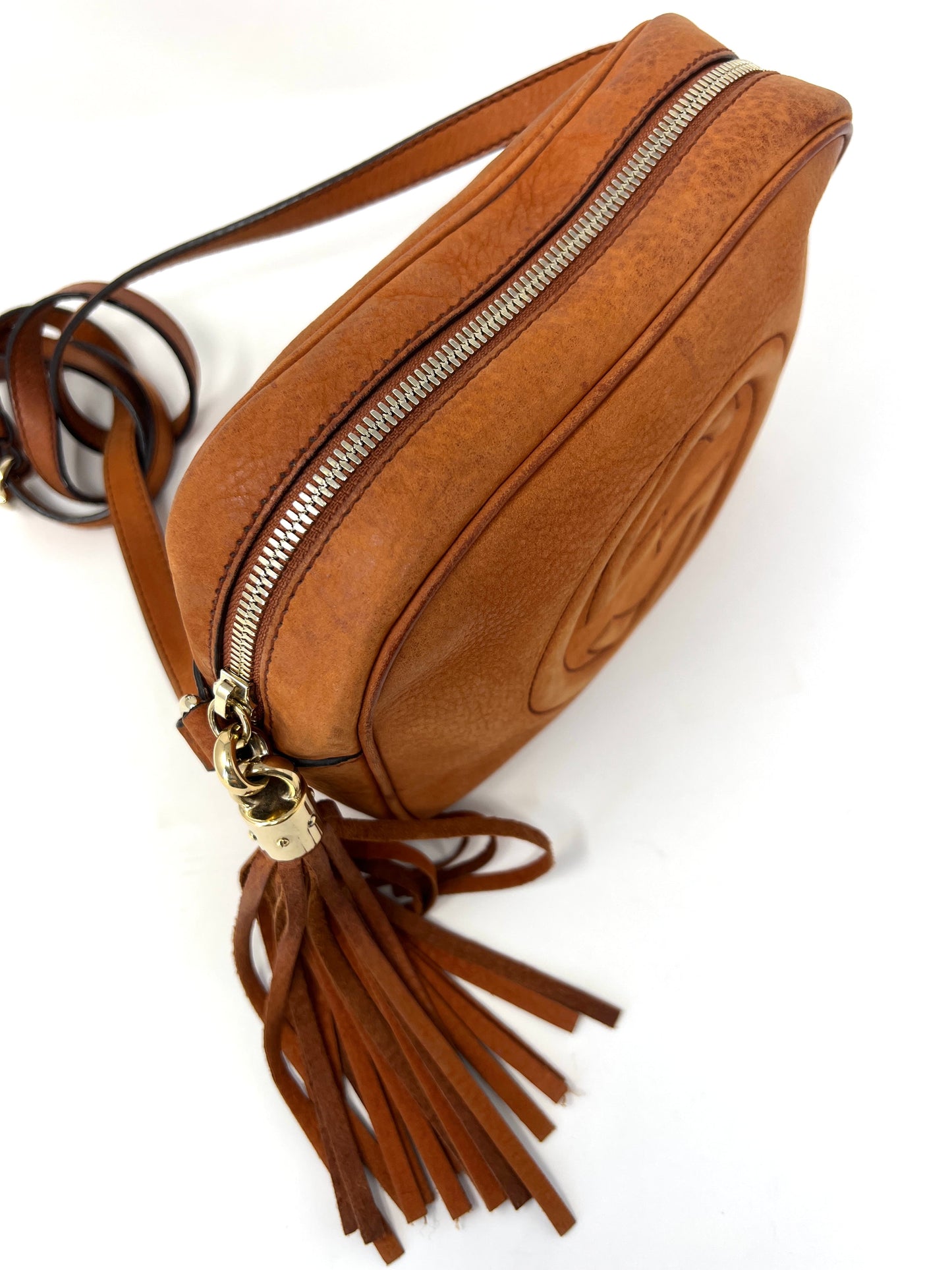 SUEDE DISCO SOHO BAG IN RUST
