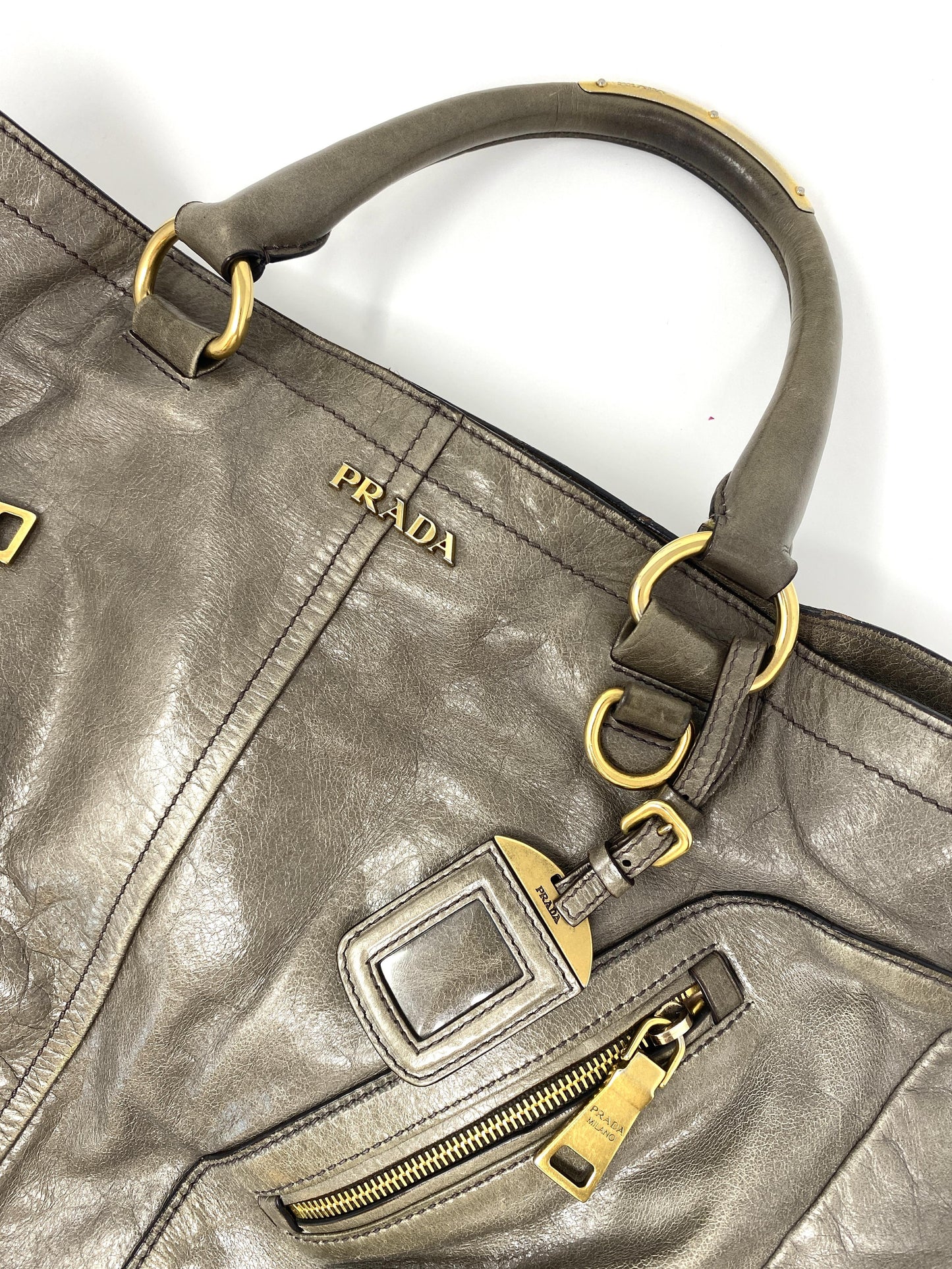 VITELLO SHINE GLAZED TOTE BAG IN CRETA