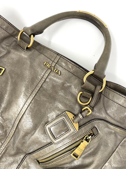 VITELLO SHINE GLAZED TOTE BAG IN CRETA