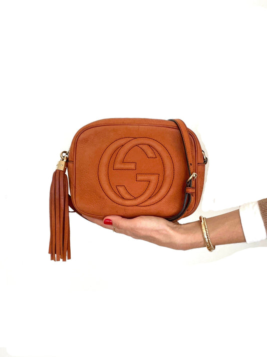 SUEDE DISCO SOHO BAG IN RUST