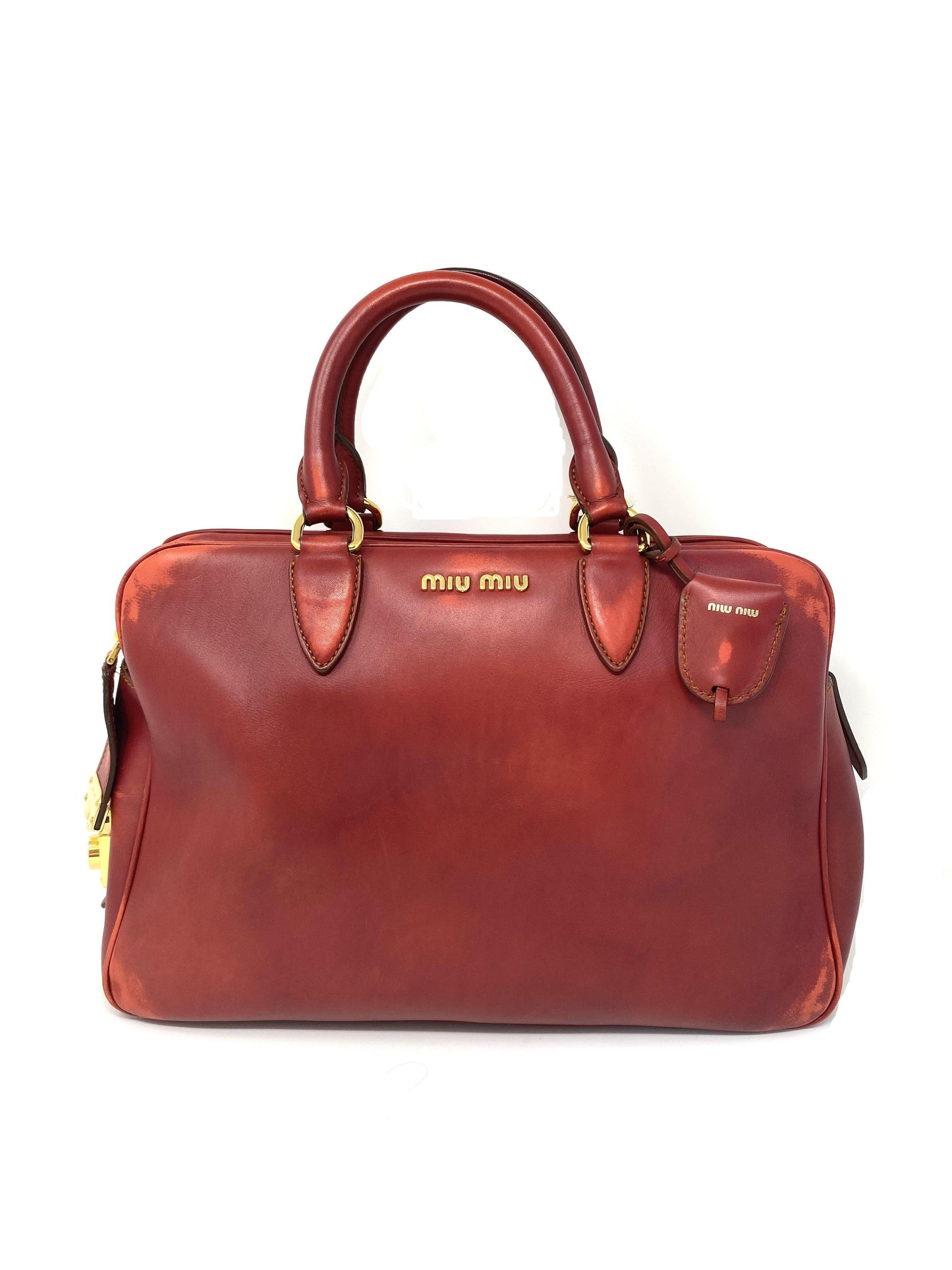 RED SOFT LEATHER HANDBAG BRIEFCASE