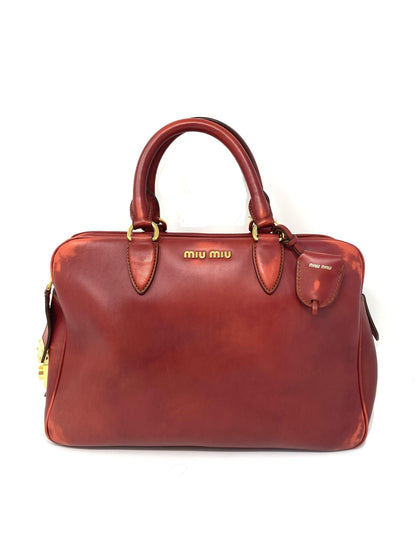 RED SOFT LEATHER HANDBAG BRIEFCASE