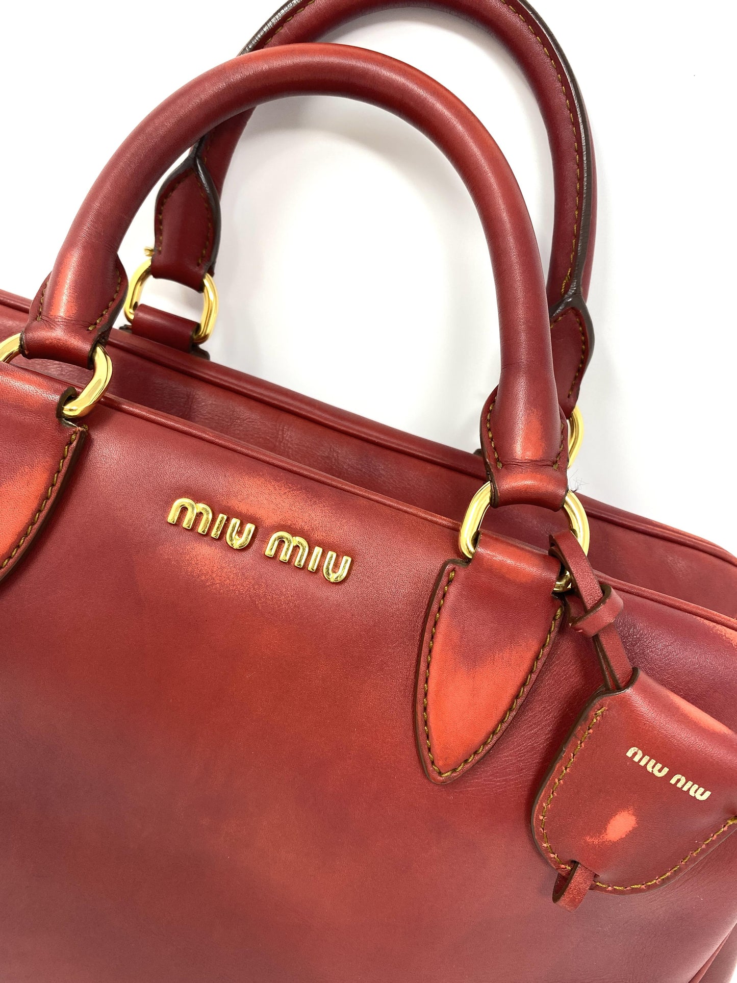 RED SOFT LEATHER HANDBAG BRIEFCASE