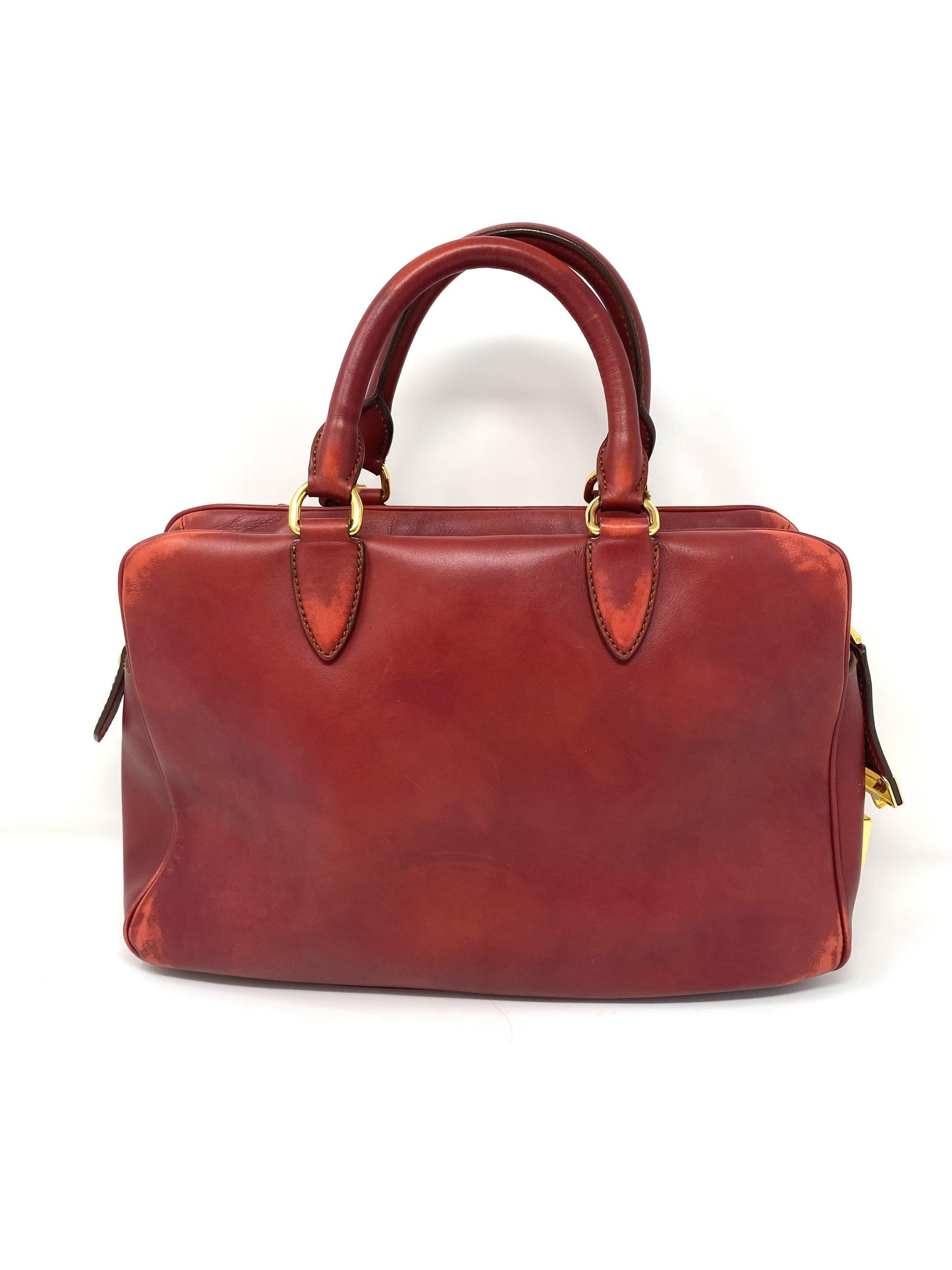 RED SOFT LEATHER HANDBAG BRIEFCASE