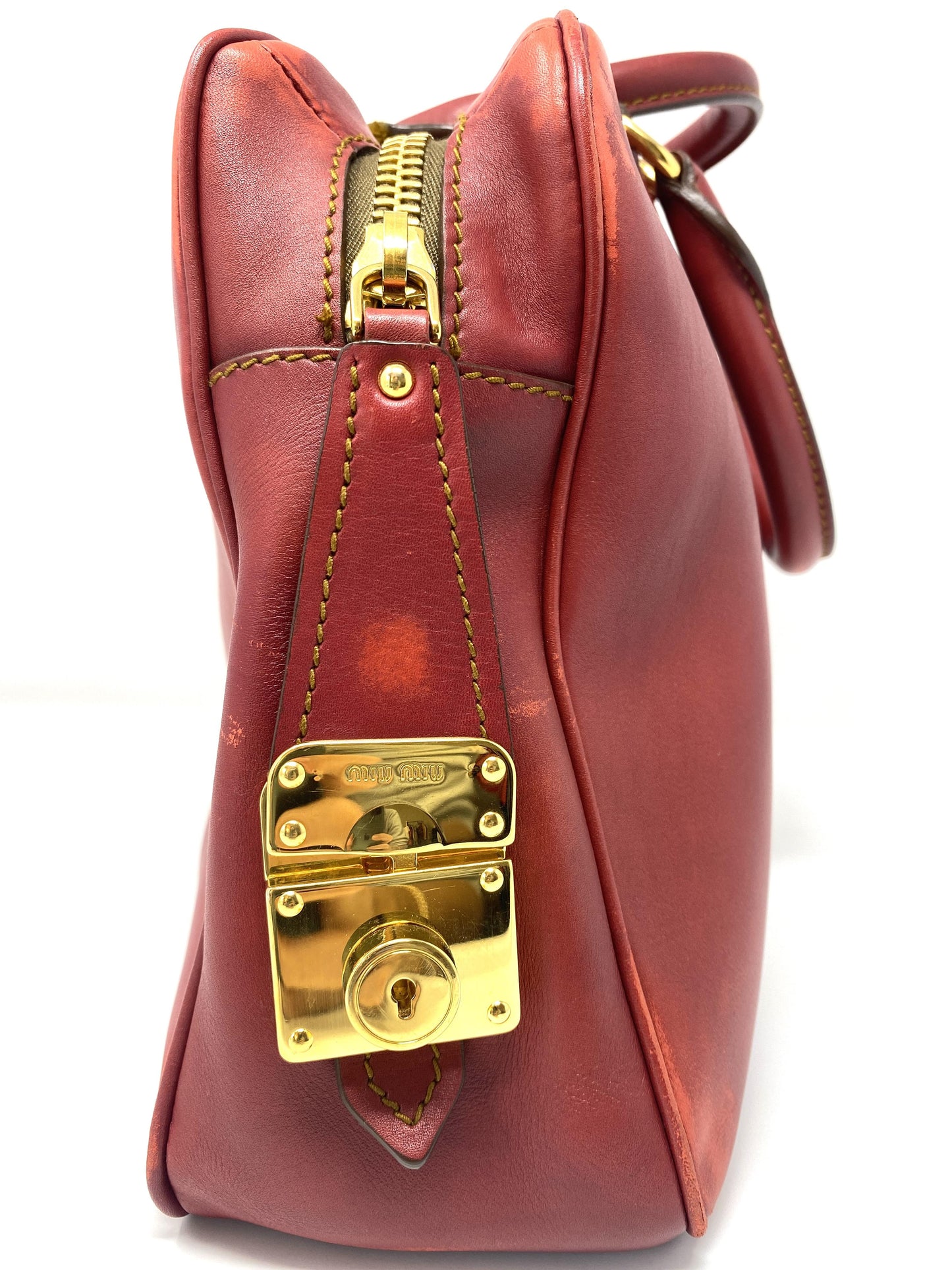 RED SOFT LEATHER HANDBAG BRIEFCASE