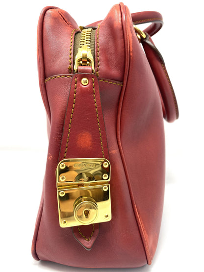 RED SOFT LEATHER HANDBAG BRIEFCASE