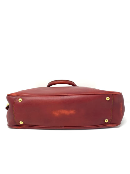 RED SOFT LEATHER HANDBAG BRIEFCASE