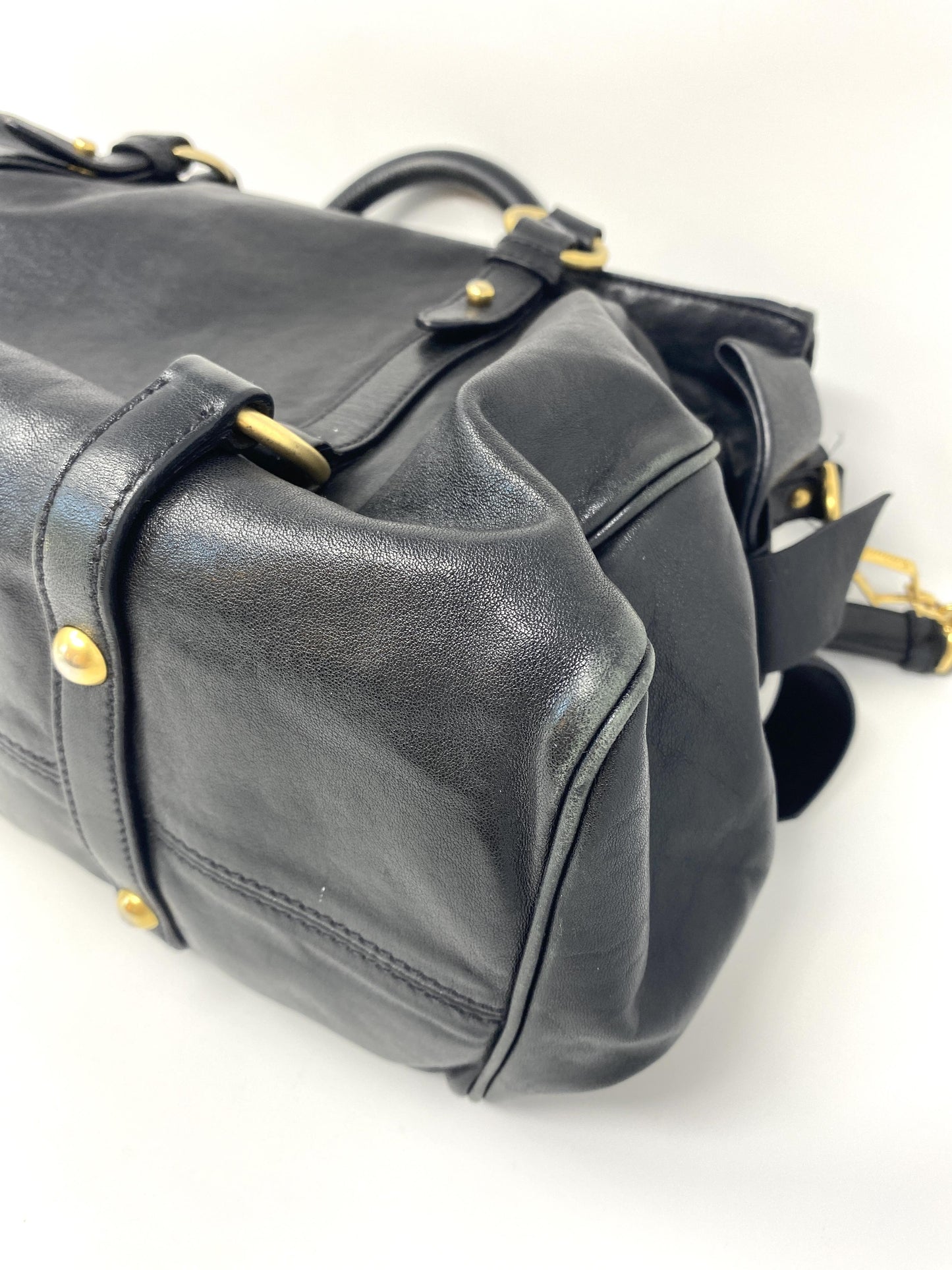 Vitello Lux Large Bow Bag in Black