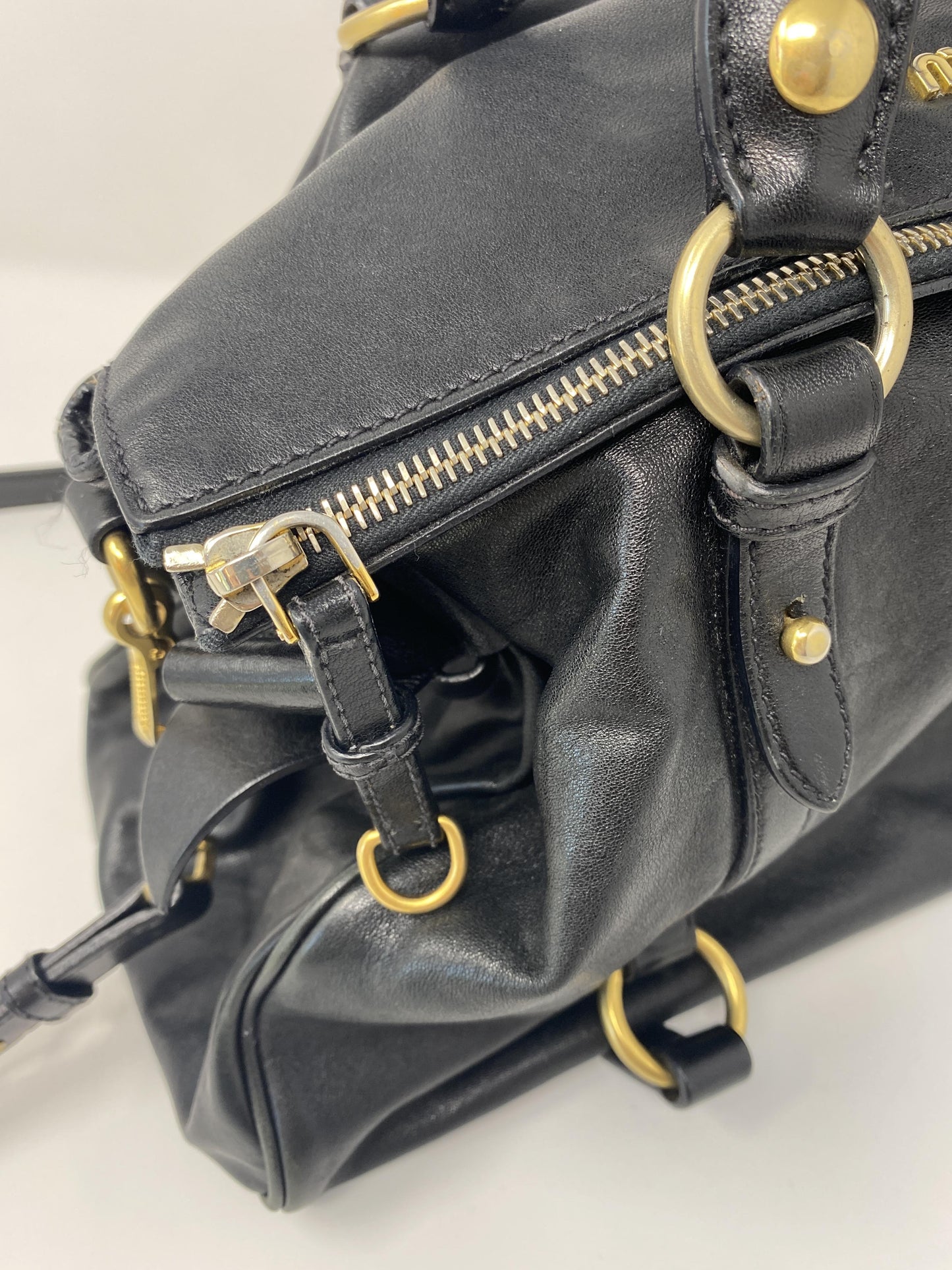 Vitello Lux Large Bow Bag in Black