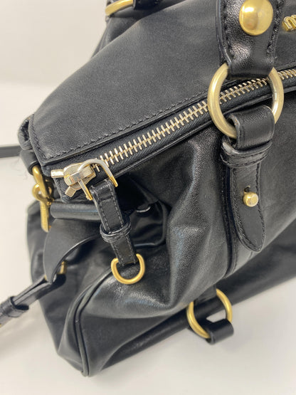 Vitello Lux Large Bow Bag in Black