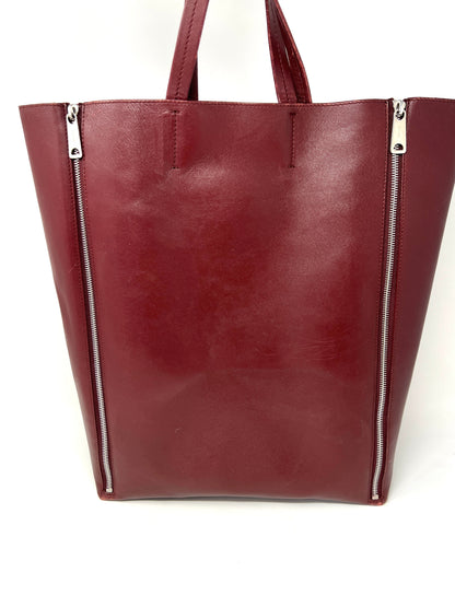 Burgundy Cabas Vertical Leather Tote