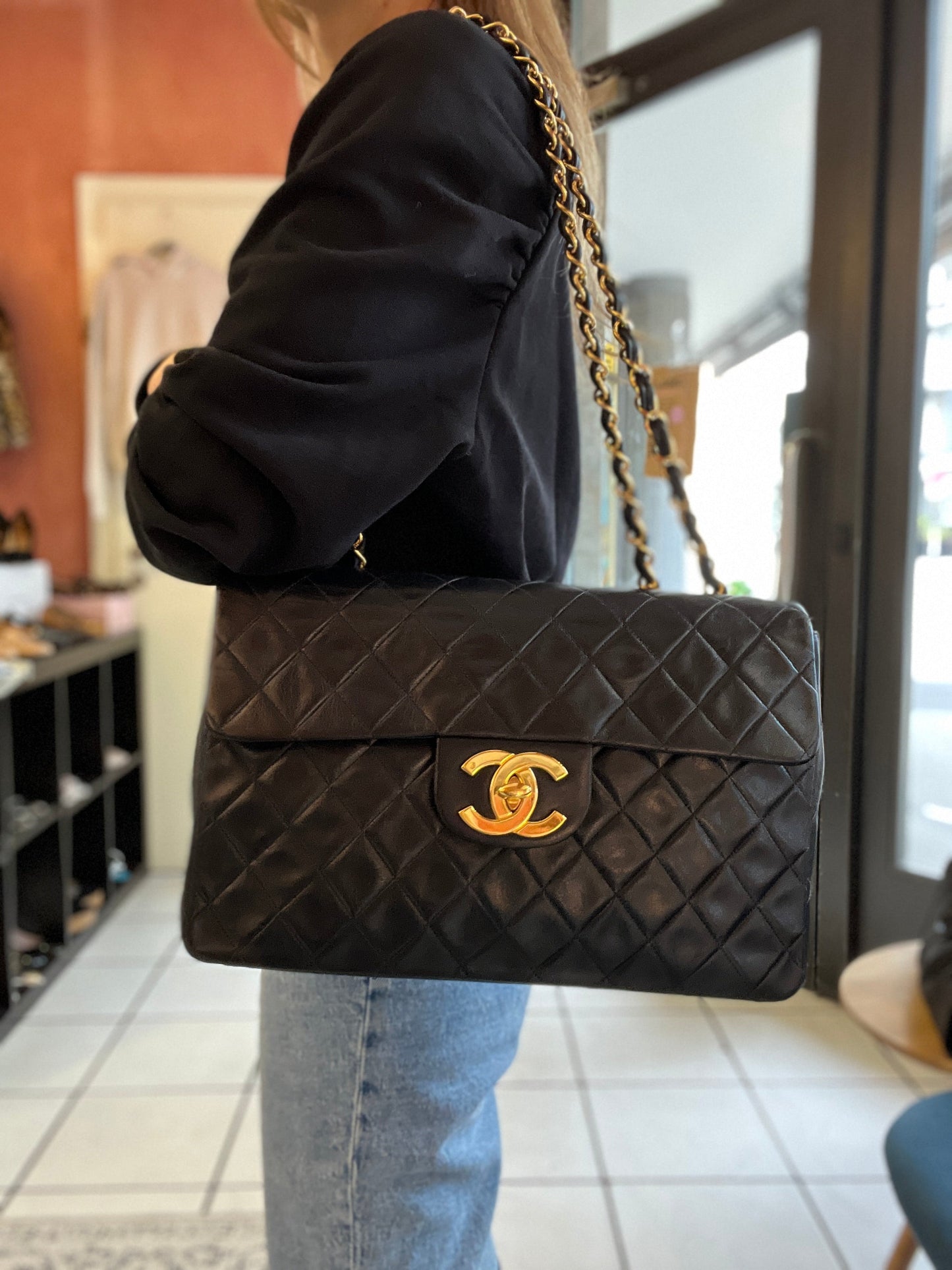 Maxi Single Flap Bag Black