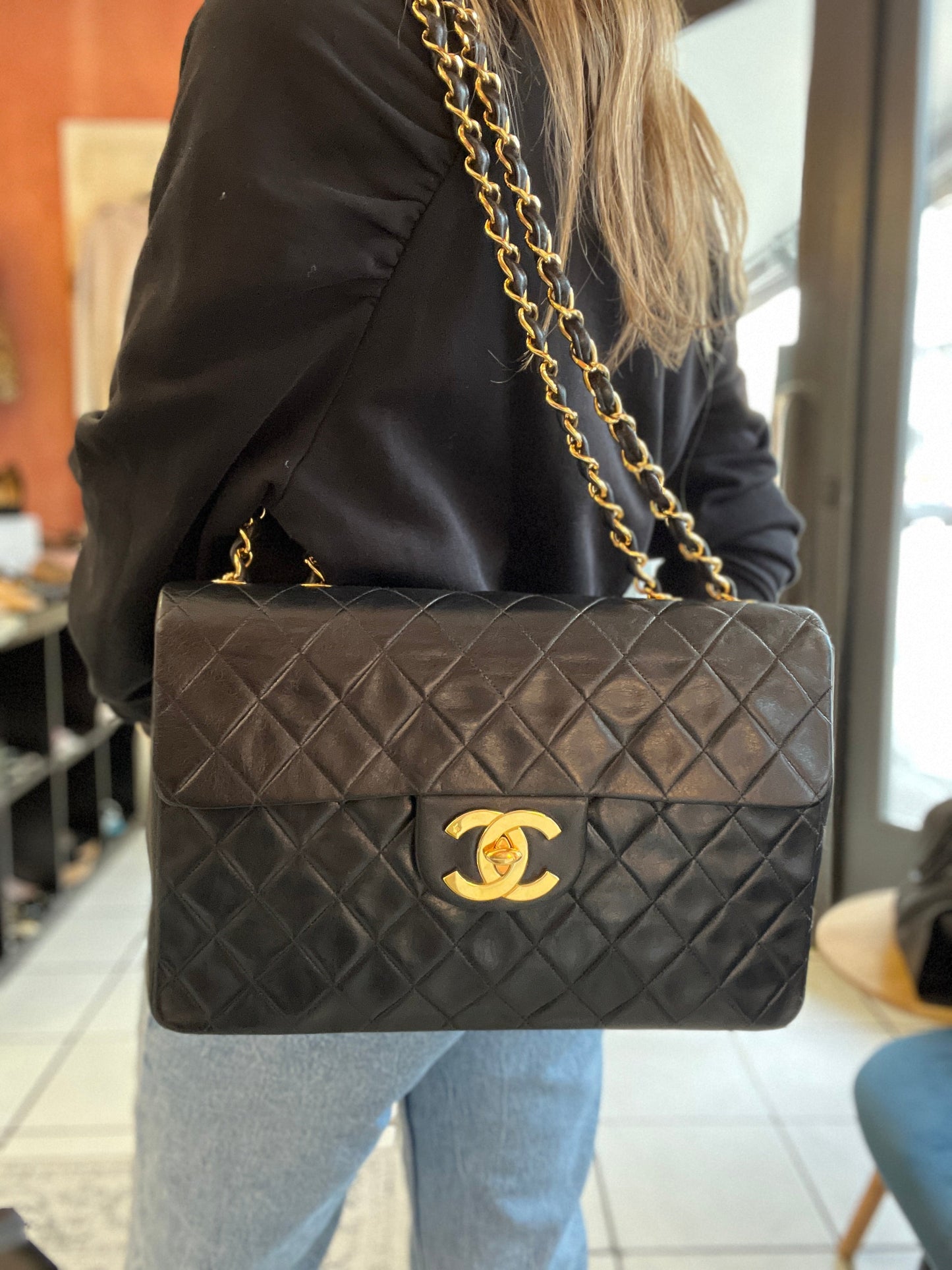 Maxi Single Flap Bag Black