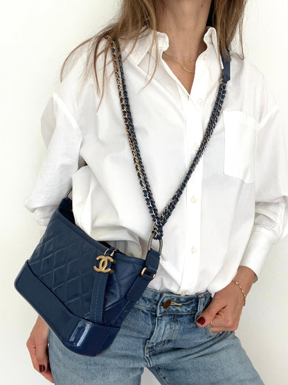 Gabrielle Small Hobo Bag in Dark Blue Ombré