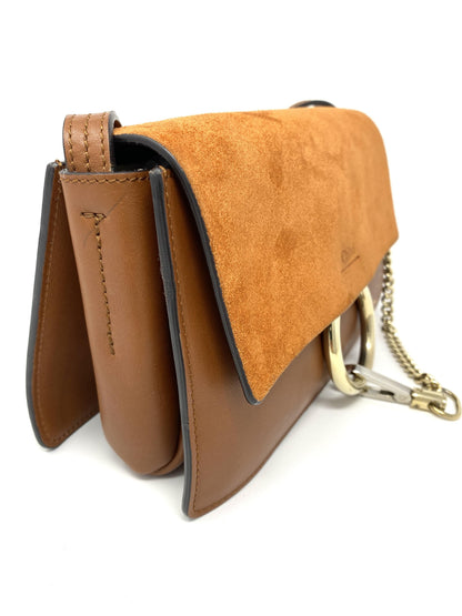 Chloé Faye small leather and suede shoulder bag in Tan