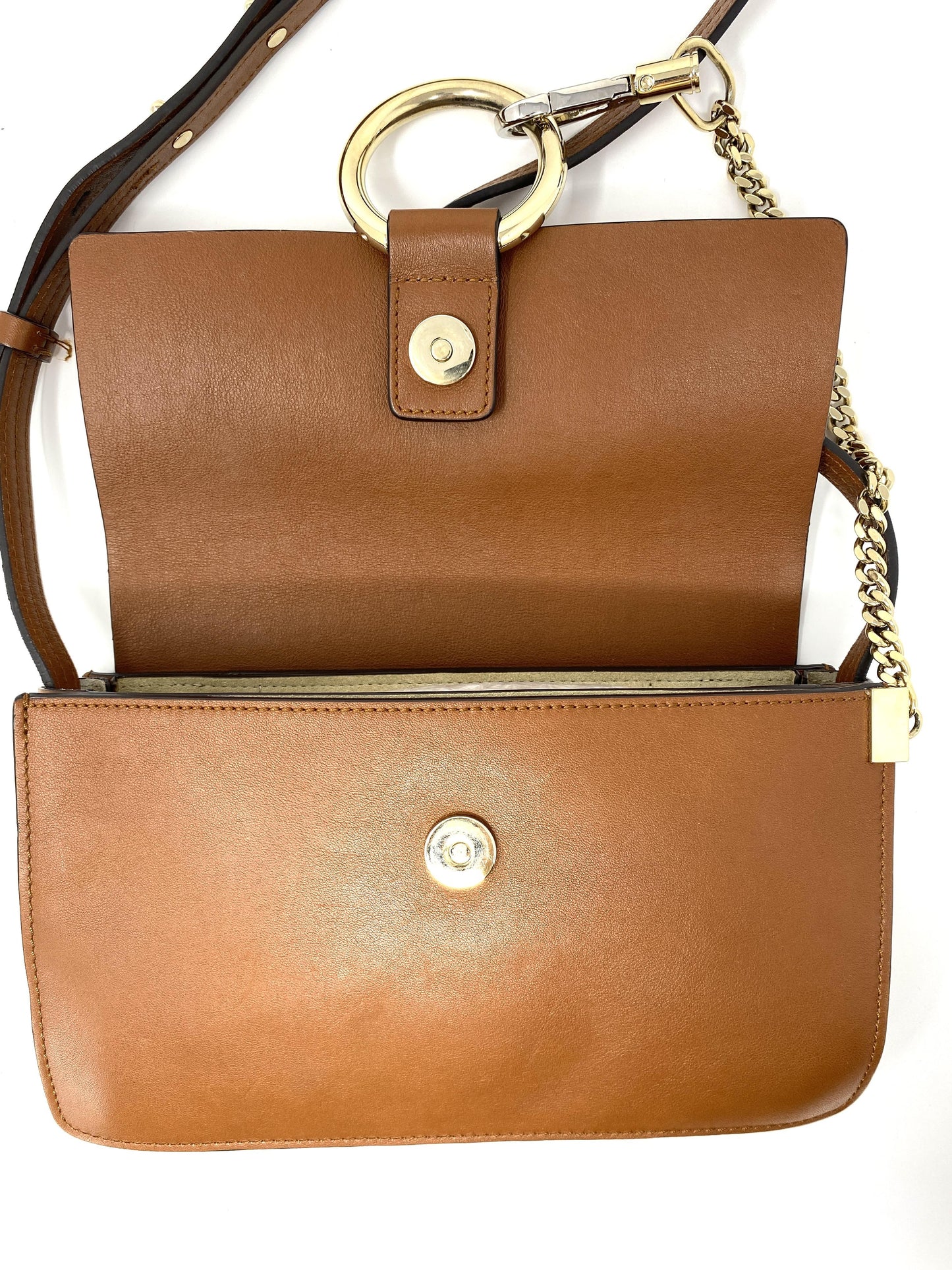 Chloé Faye small leather and suede shoulder bag in Tan