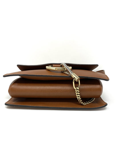 Chloé Faye small leather and suede shoulder bag in Tan