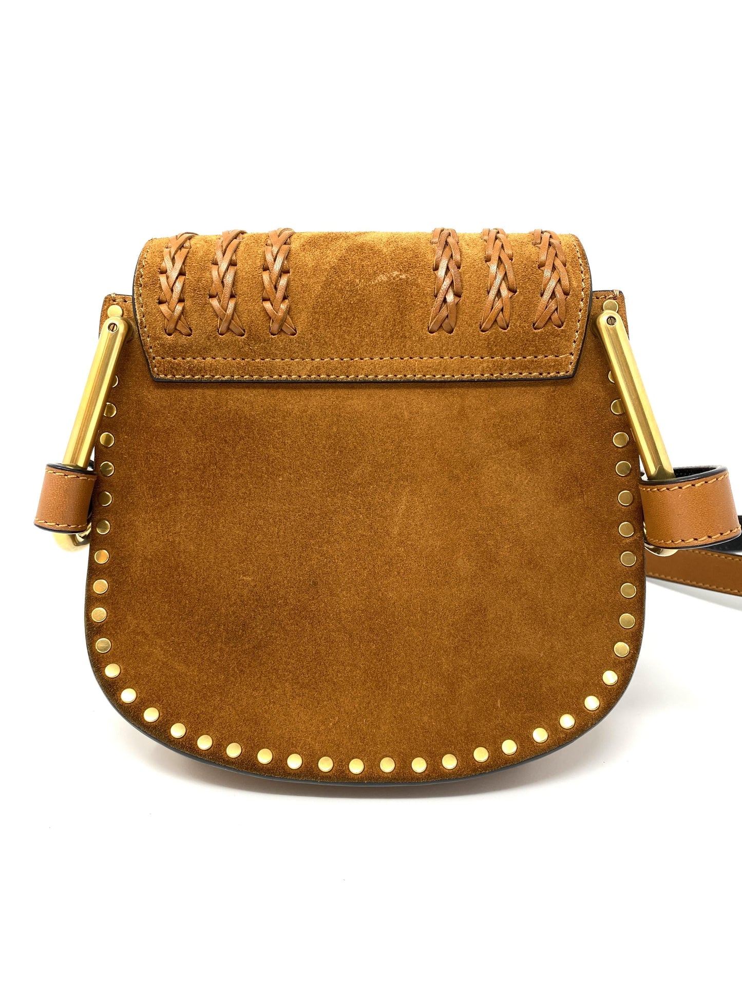 Chloé Hudson mini whipstitched suede shoulder bag in Tan