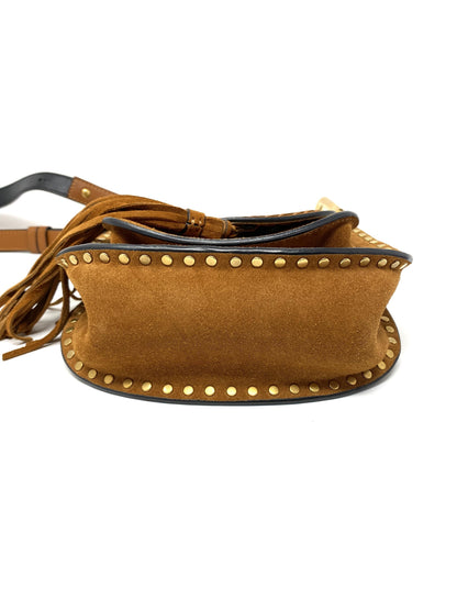 Chloé Hudson mini whipstitched suede shoulder bag in Tan
